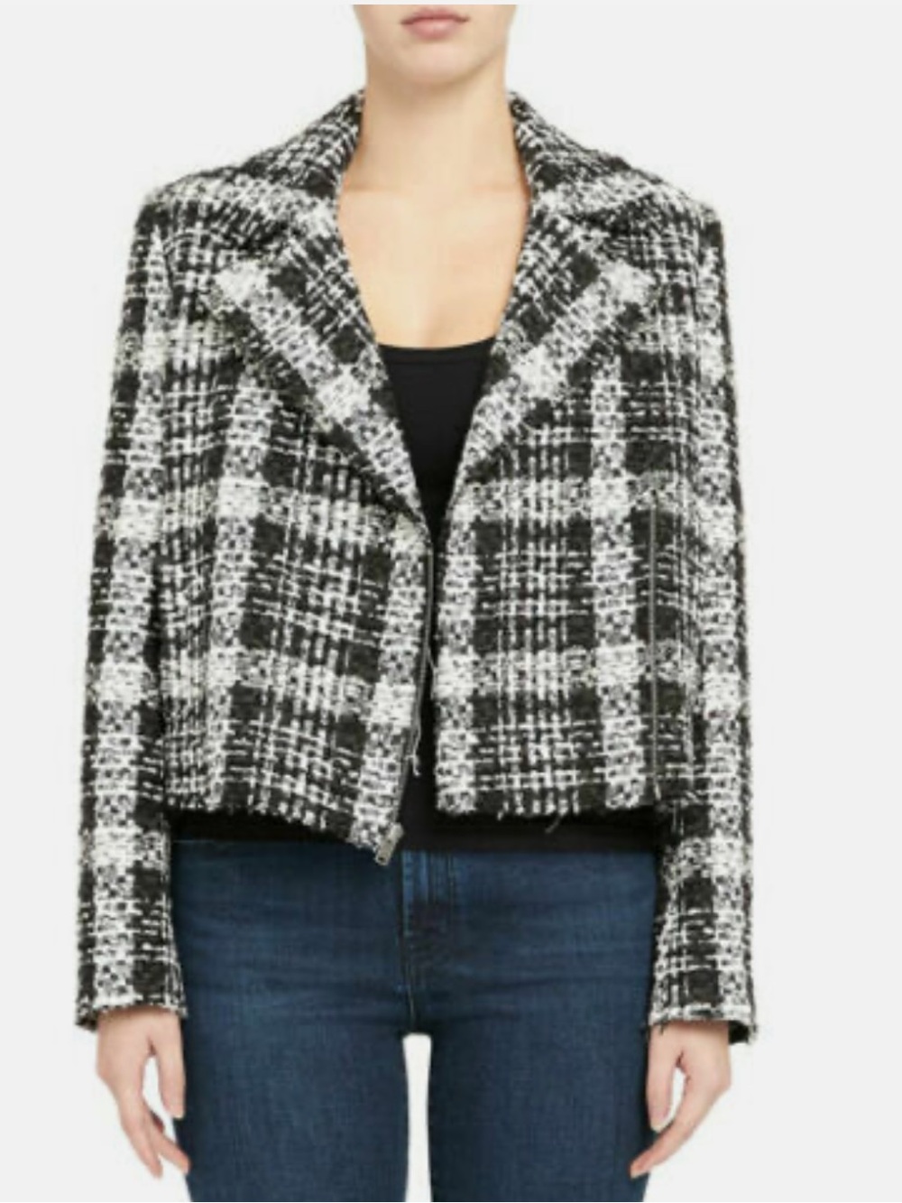 Theory Classic Black and White Tweed Jacket - Size 2